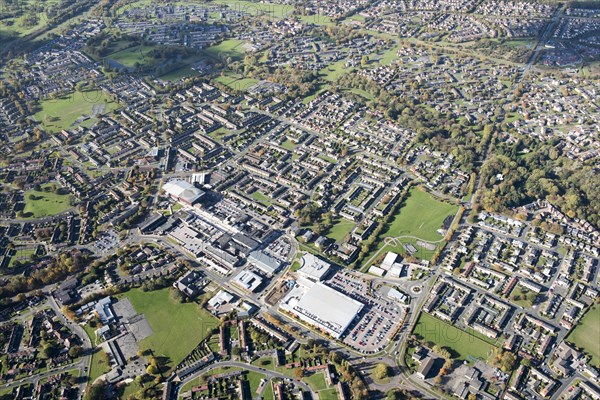 The town centre, shopping centre and New Town, Newton Aycliffe, County Durham, 2018.