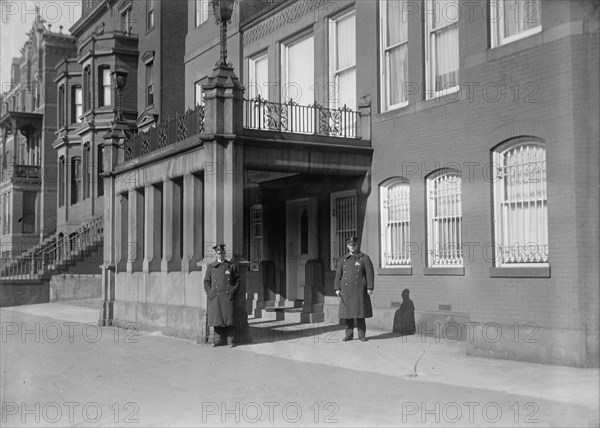 US police outside the German Embassy, Washington DC, 1917.  Creator: Harris & Ewing.