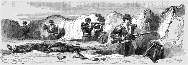 'Sebastopol; Tirailleurs, or Sharpshooters, in the Trenches', 1854. Creator: Unknown.