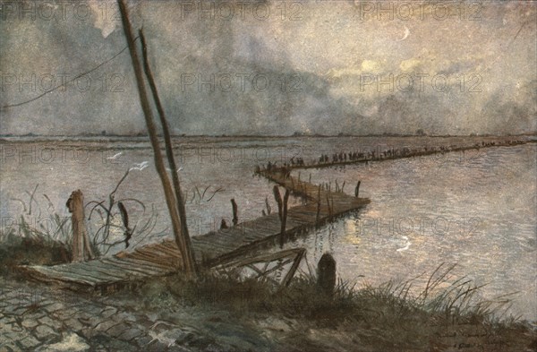 ''En Belgique; les inondations devant Ramscapelle.', c1915. Creator: Francois Flameng.