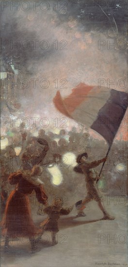 Esquisses pour la galerie Lobau (Hôtel de Ville), 1895. The French tricolour at night.