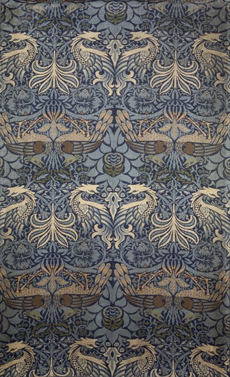 Peacock. Decorative fabric, 1878. Found in the collection of the Musée d'Orsay, Paris.