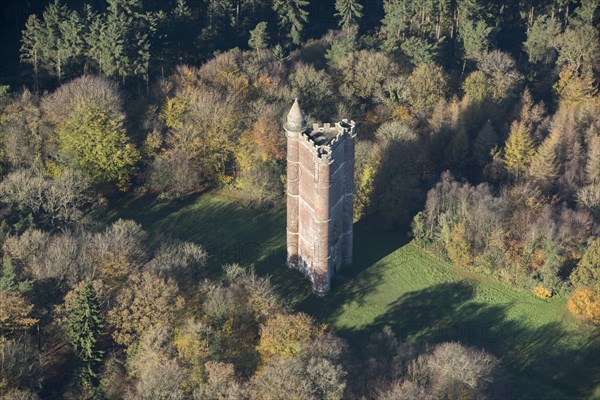 King Alfred's Tower, commemorative tower, built 1766, in Stourhead park, Somerset, 2017.