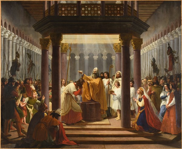 The baptism of Clovis, 1825. Found in the collection of the Musée des Beaux-arts, Rouen.