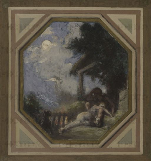 Esquisse pour la mairie du 15e arrondissement : Le repos des époux, 1884. Resting couple.