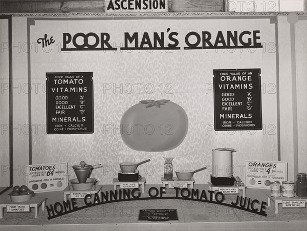 Poster in agricultural exhibit. South Louisana Fair, Donaldsonville, Louisiana,  1938-10.