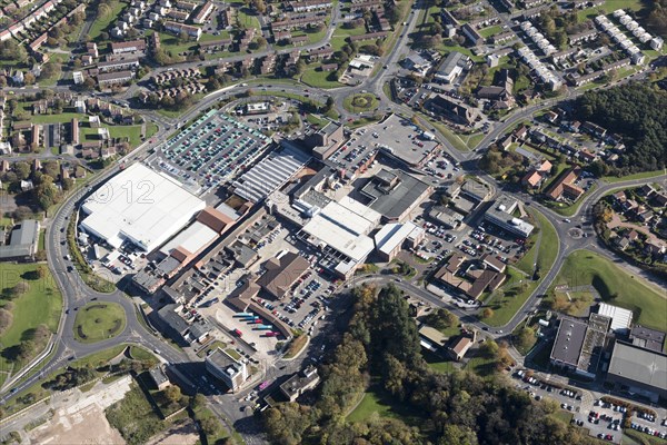 The town centre, Castle Dene Shopping Centre and New Town, Peterlee, County Durham, 2018.