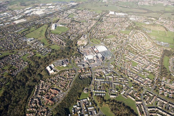 The town centre, Castle Dene Shopping Centre and New Town, Peterlee, County Durham, 2018.