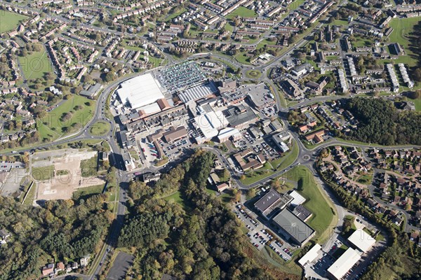 The town centre, Castle Dene Shopping Centre and New Town, Peterlee, County Durham, 2018.