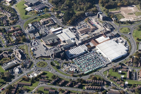 The town centre, Castle Dene Shopping Centre and New Town, Peterlee, County Durham, 2018.