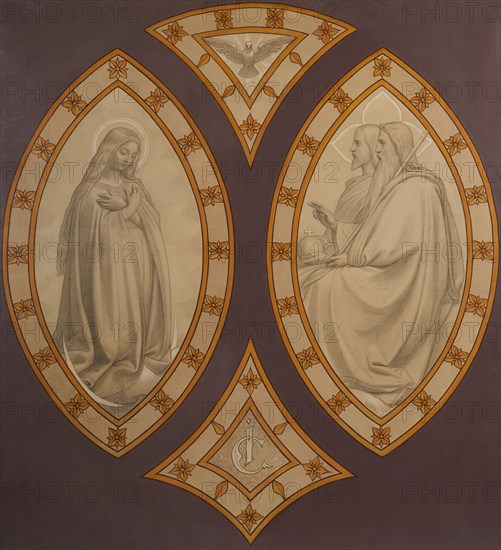 Esquisse pour l'église Saint-Séverin : La Vierge devant la Trinité. Creator: Joseph Félon.