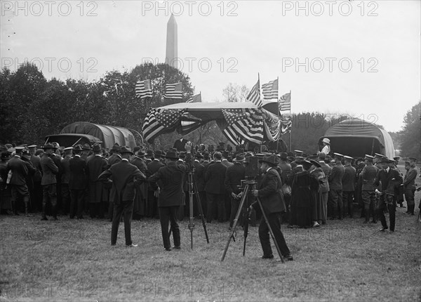 Army, U.S. Motor Truck Inspection, 1917. Press conference, First World War, Washington, DC.