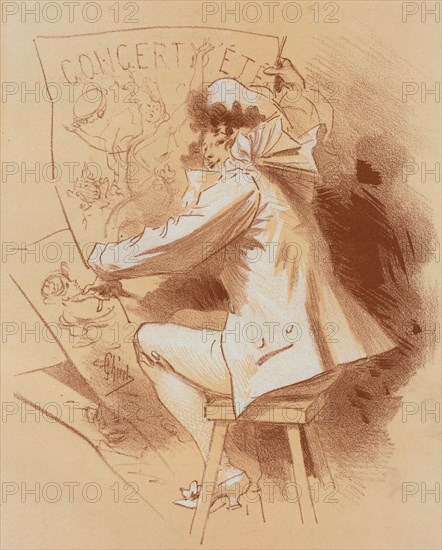 Dessin original pour la couverture des Maîtres de l'Affiche., c1896. Creator: Jules Cheret.