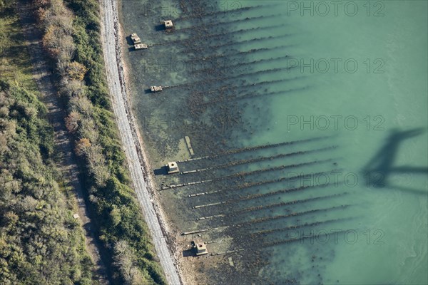 Second World War D Day landing craft slipways at Horsea Island, Portsmouth, Hampshire, 2020.