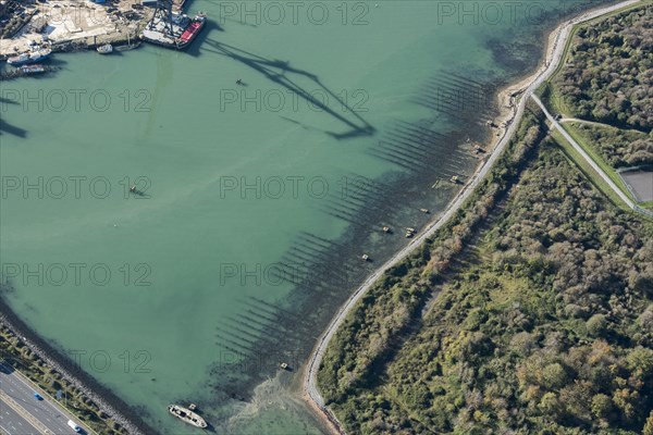 Second World War D Day landing craft slipways at Horsea Island, Portsmouth, Hampshire, 2020.