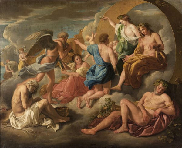 Apollo giving his chariot to Phaeton, after Poussin, between 1600 and 1699. Creator: Unknown.