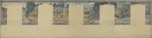 Esquisse pour la mairie de Fresnes : Paysage. Travaux des champs, 1905. Creator: Victor Menu.
