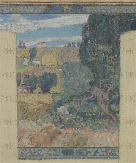 Esquisse pour la mairie de Fresnes : Paysage. Travaux des champs, 1905. Creator: Victor Menu.