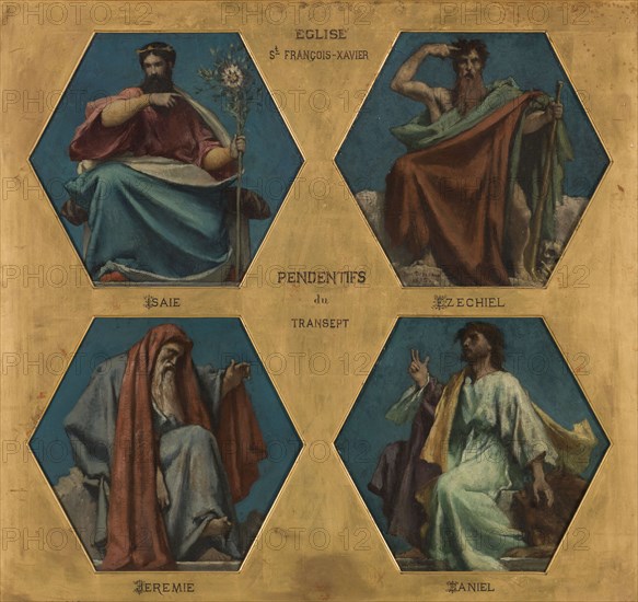 Esquisse pour l'église Saint François Xavier: Isaïe, 1875. Isaiah, Jeremiah, Ezekiel, Daniel.