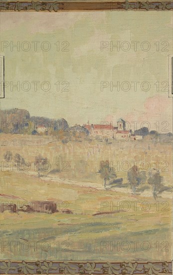 Esquisse pour la mairie de Fresnes : paysage rural en lisière de forêt, 1905. Rural landscape.