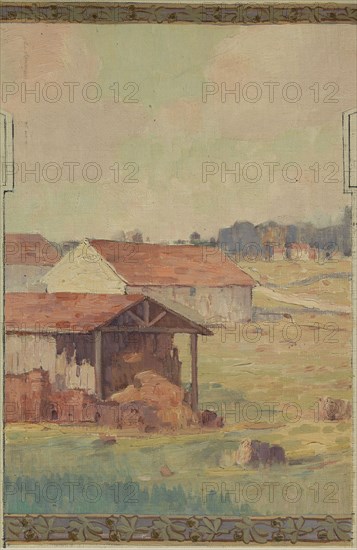 Esquisse pour la mairie de Fresnes : paysage rural en lisière de forêt, 1905. Rural landscape.