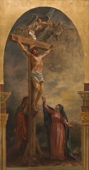 Sketch for the church of Saint-Eustache: Christ on the cross, c.1854.  Creator: Léon Riesener.