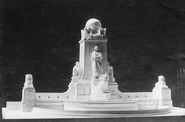 Columbus Memorial - Construction, 1912. Model of the Columbus Fountain designed by Lorado Taft.