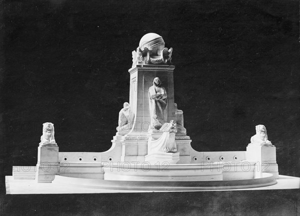 Columbus Memorial - Construction, 1912. Model of the Columbus Fountain designed by Lorado Taft.