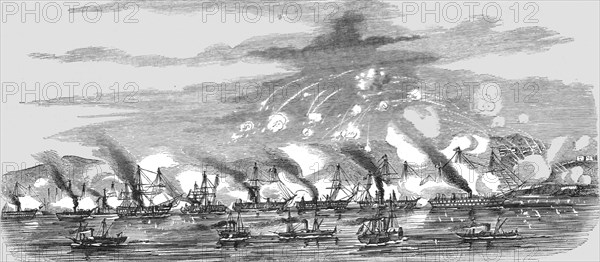 'Sebastopol; Combined Naval Attack on the Russian Forces of Sebastopol', 1854. Creator: Unknown.