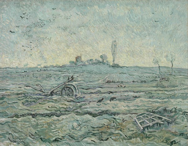 Snow-Covered Field with a Harrow (after Millet) , 1890. Creator: Gogh, Vincent, van (1853-1890).