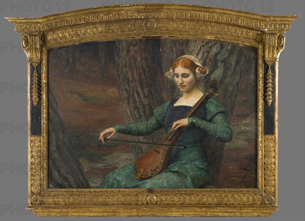 Jeune femme jouant de la mandore ou Solitude, 1910. Young woman playing the mandore, or Solitude.