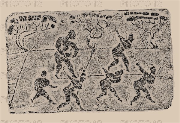 The rubbing from the Brick Relief with sowing and harvesting, 25-220. Creator: Central Asian Art.
