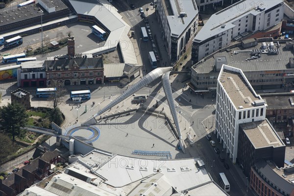 The Whittle Arch, dedicated to Sir Frank Whittle, inventor of the turbojet engine, Coventry, 2021.