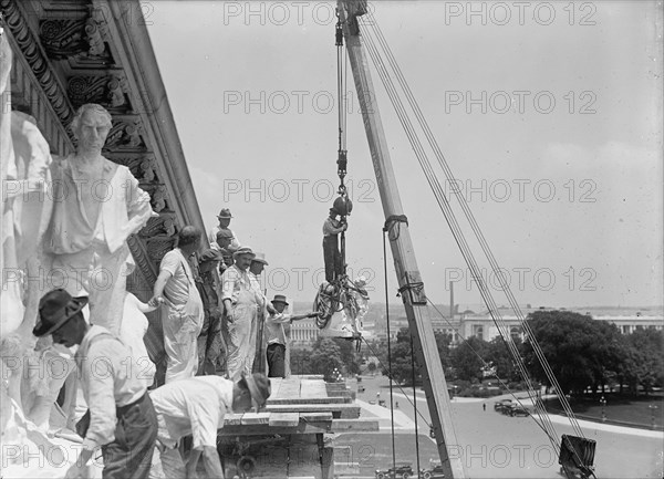 U.S. Capitol - Pediment On House Front; Sculpture By Paul Bartlett, 1916. Creator: Harris & Ewing.