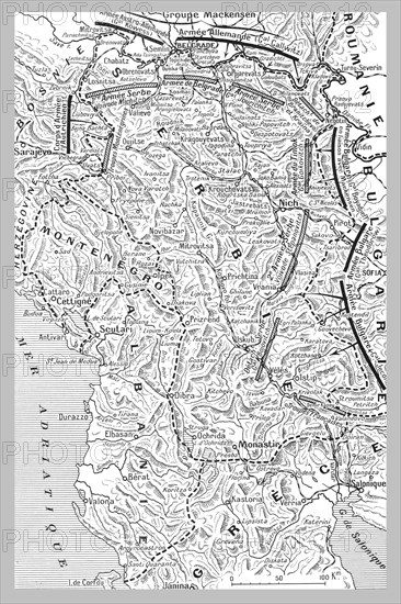 ''Position des armees au moment de l'offensive austro-bulgare contre la Serbie.'. Creator: Unknown.