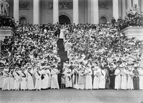 U.S. Capitol - Visitors, Etc., Woman Suffrage, 1914. Suffragists demanding the vote, Washington DC.