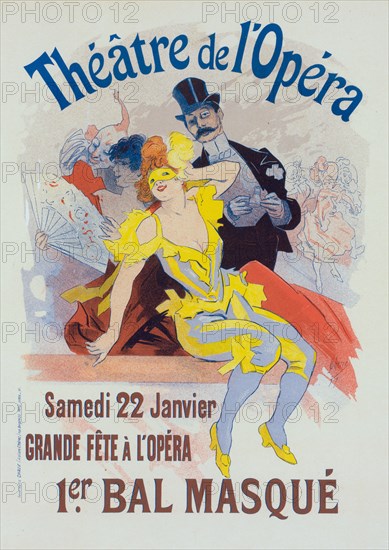 Poster for the 1er. bal masqué, la Grande Fête à l'Opéra, 22 janvier., c1898. Creator: Jules Cheret.