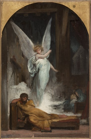 Sketch for the church of the Trinity : the dream of St Joseph, 1870. Creator: Eugène Romain Thirion.