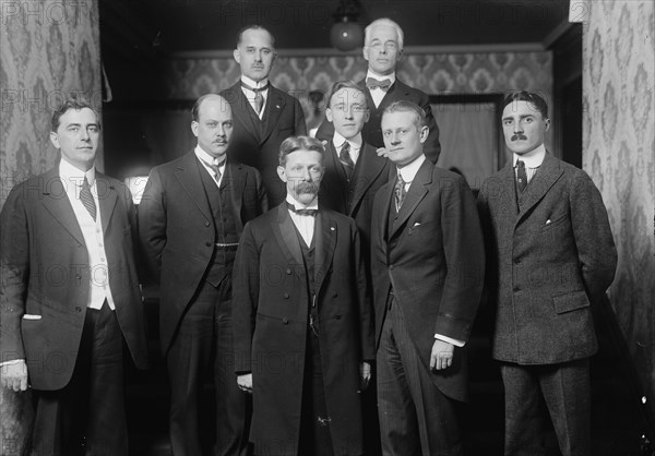 Unidentified Group On Entrance Stairway of John Barrett's Residence, 1915.  Creator: Harris & Ewing.