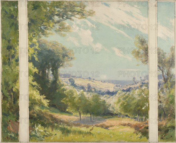 Esquisse pour l'escalier d'honneur de la mairie de Bagneux : Paysage, c.1901. Bagneux: wood, orchard.