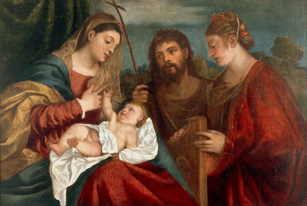 Madonna and Child with John the Baptist and Saint Cecilia, ca 1540-1560. Creator: Titian, (School)  .