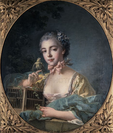 Portrait présumé de Marie-Emilie Baudouin, fille du peintre, c.1758 — 1760. Creator: Francois Boucher.