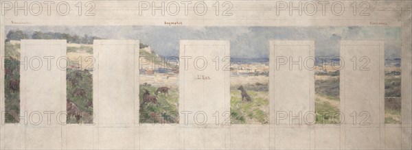 Esquisse pour la mairie de Bagnolet : Vue des environs de Bagnolet (l'est), 1893. Creator: Louis Beroud.