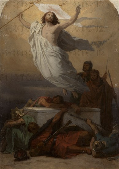 Sketch for the church of Saint-Eustache : the Resurrection of Christ, before 1856. Creator: Emile Signol.