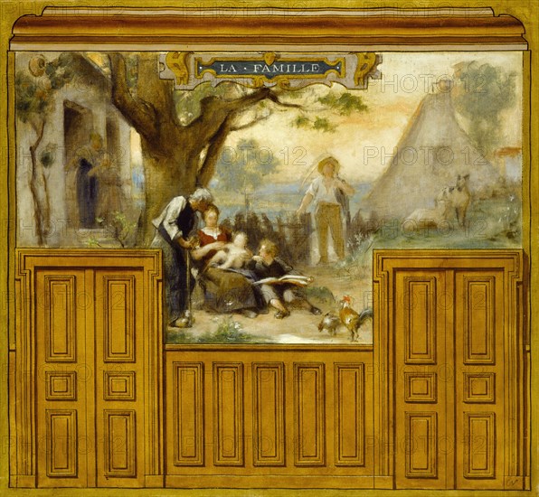 Sketch for the town hall at Arcueil-Cachan : the Family, between 1887 and 1888.  Creator: Edouard Vimont.