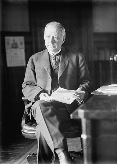 Albert Sidney Burleson, Rep. from Texas - At Desk, Post Office Department, 1913.  Creator: Harris & Ewing.