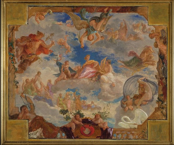Sketch for the salle des prévôts in the Hôtel de Ville, Paris: Allegory...c.1852. Creator: Léon Riesener.