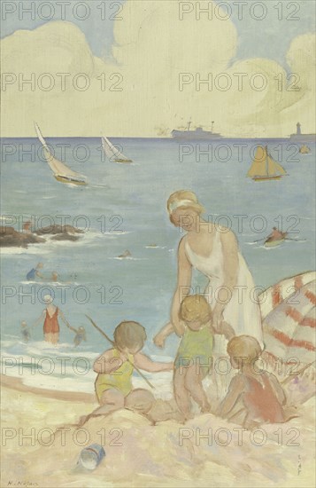 The sea: sketch for the playground of the girls' school in rue Dupleix..., c.1933.  Creator: Henri Nozais.