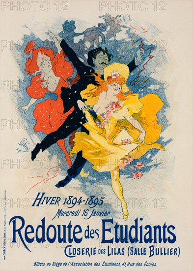 Affiche pour la "Redoute des Étudiants". Closerie des lilas (Salle Bullier)., c1897. Creator: Jules Cheret.