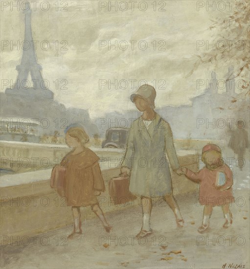 The city: sketch for the playground of the girls' school in rue Dupleix..., c.1933. Creator: Henri Nozais.